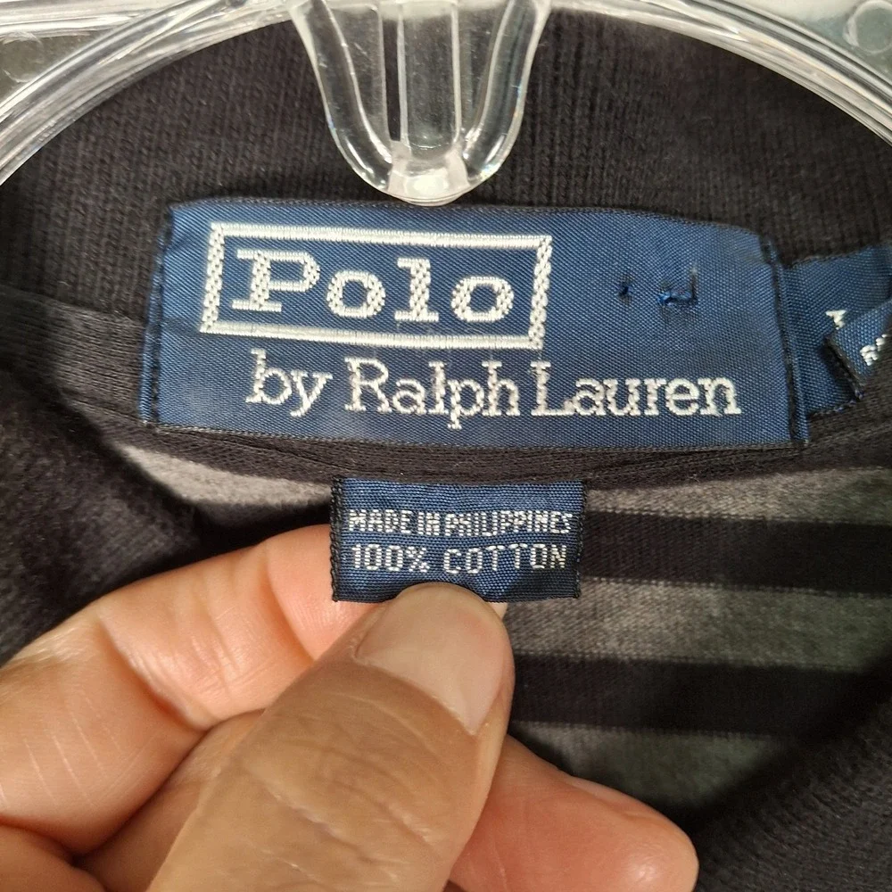 Polo by Ralph Lauren Men's Long Sleeve Striped Polo - Black & Gray